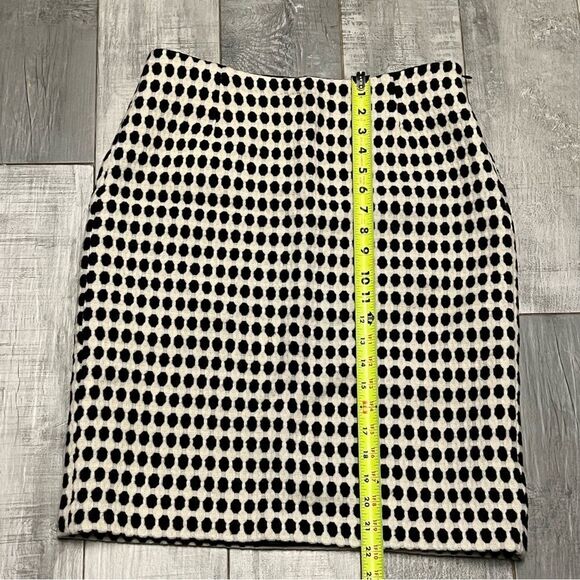 Milly Black Ivory Mod Print Polka Dot Soft Virgin Wool Career Pencil Skirt 10 - Picture 7 of 10